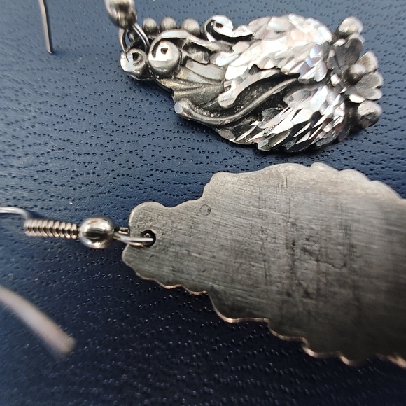 Silver Floral Earrings - Picture 3 of 8